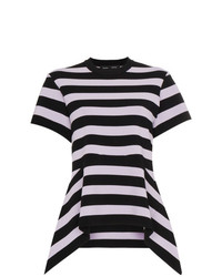 Женская черная футболка с круглым вырезом в горизонтальную полоску от Proenza Schouler