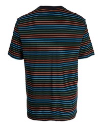 Мужская черная футболка с круглым вырезом в горизонтальную полоску от PS Paul Smith