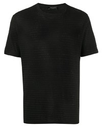Мужская черная футболка с круглым вырезом в горизонтальную полоску от Roberto Collina