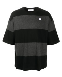 Мужская черная футболка с круглым вырезом в горизонтальную полоску от Societe Anonyme