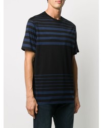 Мужская черная футболка с круглым вырезом в горизонтальную полоску от Paul Smith