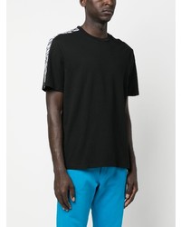 Мужская черная футболка с круглым вырезом в горизонтальную полоску от Just Cavalli