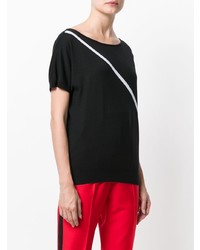Женская черная футболка с круглым вырезом в горизонтальную полоску от Lanvin