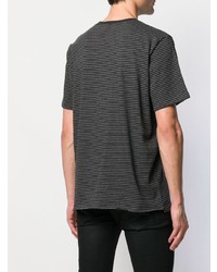 Мужская черная футболка с круглым вырезом в горизонтальную полоску от Saint Laurent