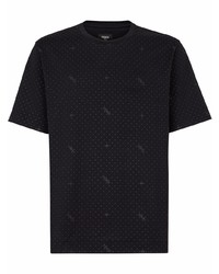 Мужская черная футболка с круглым вырезом в горошек от Fendi