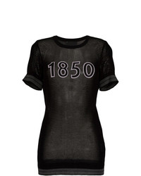 Женская черная футболка с круглым вырезом в сеточку от Andrea Bogosian