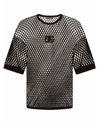 Мужская черная футболка с круглым вырезом в сеточку от Dolce & Gabbana
