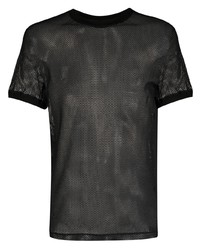 Мужская черная футболка с круглым вырезом в сеточку от DSQUARED2
