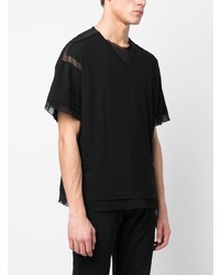 Мужская черная футболка с круглым вырезом в сеточку от Undercover