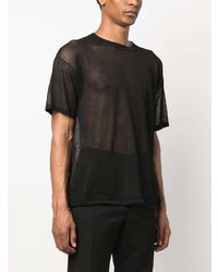 Мужская черная футболка с круглым вырезом в сеточку от Saint Laurent