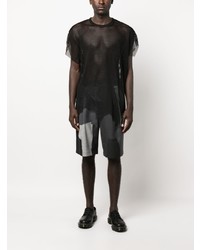 Мужская черная футболка с круглым вырезом в сеточку от Black Comme Des Garçons
