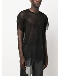 Мужская черная футболка с круглым вырезом в сеточку от Black Comme Des Garçons