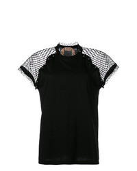 Женская черная футболка с круглым вырезом в сеточку от N°21
