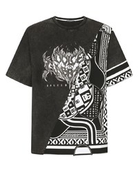Мужская черная футболка с круглым вырезом в стиле пэчворк от Dolce & Gabbana