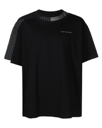 Мужская черная футболка с круглым вырезом в стиле пэчворк от Feng Chen Wang