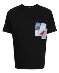 Мужская черная футболка с круглым вырезом в стиле пэчворк от FIVE CM