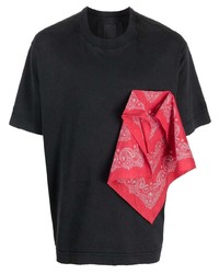Мужская черная футболка с круглым вырезом в стиле пэчворк от Givenchy