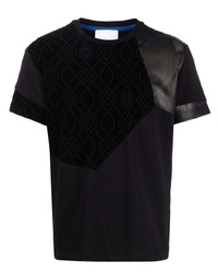 Мужская черная футболка с круглым вырезом в стиле пэчворк от Koché