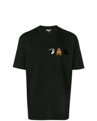 Мужская черная футболка с круглым вырезом в стиле пэчворк от Lanvin