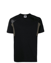 Мужская черная футболка с круглым вырезом в стиле пэчворк от Les Hommes Urban