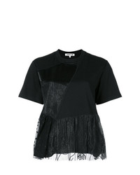 Женская черная футболка с круглым вырезом в стиле пэчворк от McQ Alexander McQueen