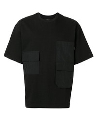 Мужская черная футболка с круглым вырезом в стиле пэчворк от Solid Homme