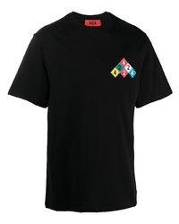 Мужская черная футболка с круглым вырезом с вышивкой от 424