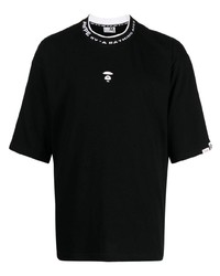 Мужская черная футболка с круглым вырезом с вышивкой от AAPE BY A BATHING APE