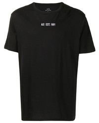 Мужская черная футболка с круглым вырезом с вышивкой от Armani Exchange