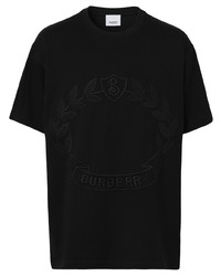 Мужская черная футболка с круглым вырезом с вышивкой от Burberry