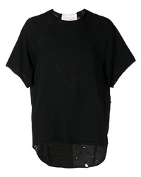 Мужская черная футболка с круглым вырезом с вышивкой от By Walid