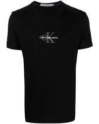 Мужская черная футболка с круглым вырезом с вышивкой от Calvin Klein Jeans
