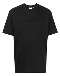 Мужская черная футболка с круглым вырезом с вышивкой от Calvin Klein