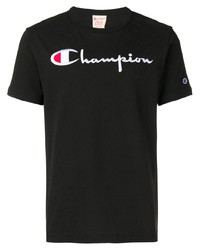Мужская черная футболка с круглым вырезом с вышивкой от Champion