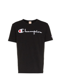 Мужская черная футболка с круглым вырезом с вышивкой от Champion