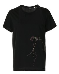 Мужская черная футболка с круглым вырезом с вышивкой от COOL T.M