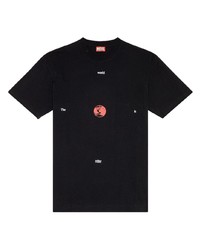 Мужская черная футболка с круглым вырезом с вышивкой от Diesel