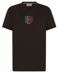 Мужская черная футболка с круглым вырезом с вышивкой от Dolce & Gabbana