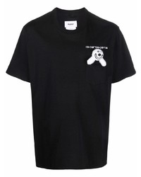 Мужская черная футболка с круглым вырезом с вышивкой от Doublet