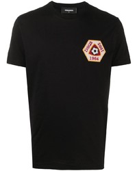 Мужская черная футболка с круглым вырезом с вышивкой от DSQUARED2