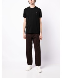 Мужская черная футболка с круглым вырезом с вышивкой от Fred Perry