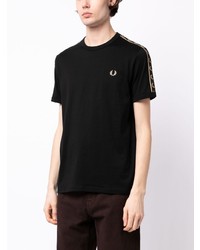 Мужская черная футболка с круглым вырезом с вышивкой от Fred Perry