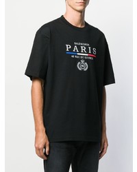 Мужская черная футболка с круглым вырезом с вышивкой от Balenciaga