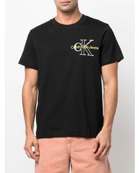 Мужская черная футболка с круглым вырезом с вышивкой от Calvin Klein Jeans