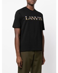 Мужская черная футболка с круглым вырезом с вышивкой от Lanvin