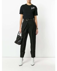 Женская черная футболка с круглым вырезом с вышивкой от McQ Alexander McQueen