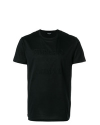 Мужская черная футболка с круглым вырезом с вышивкой от Emporio Armani
