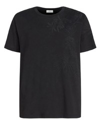 Мужская черная футболка с круглым вырезом с вышивкой от Etro