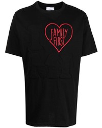 Мужская черная футболка с круглым вырезом с вышивкой от Family First