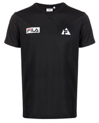 Мужская черная футболка с круглым вырезом с вышивкой от Fila